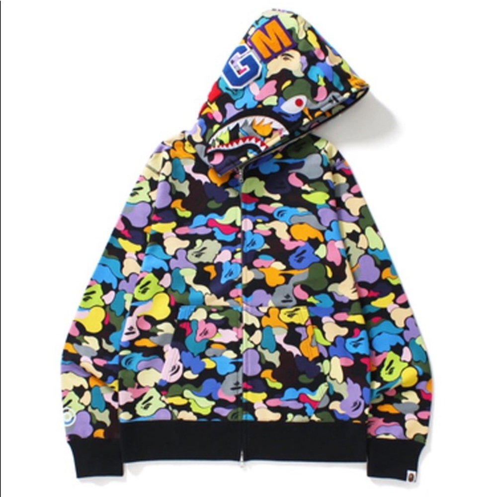 BAPE Multi Camo Shark hoodie